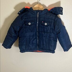 Tommy Hilfiger Navy Blue Removable Hood Puffer Jacket
